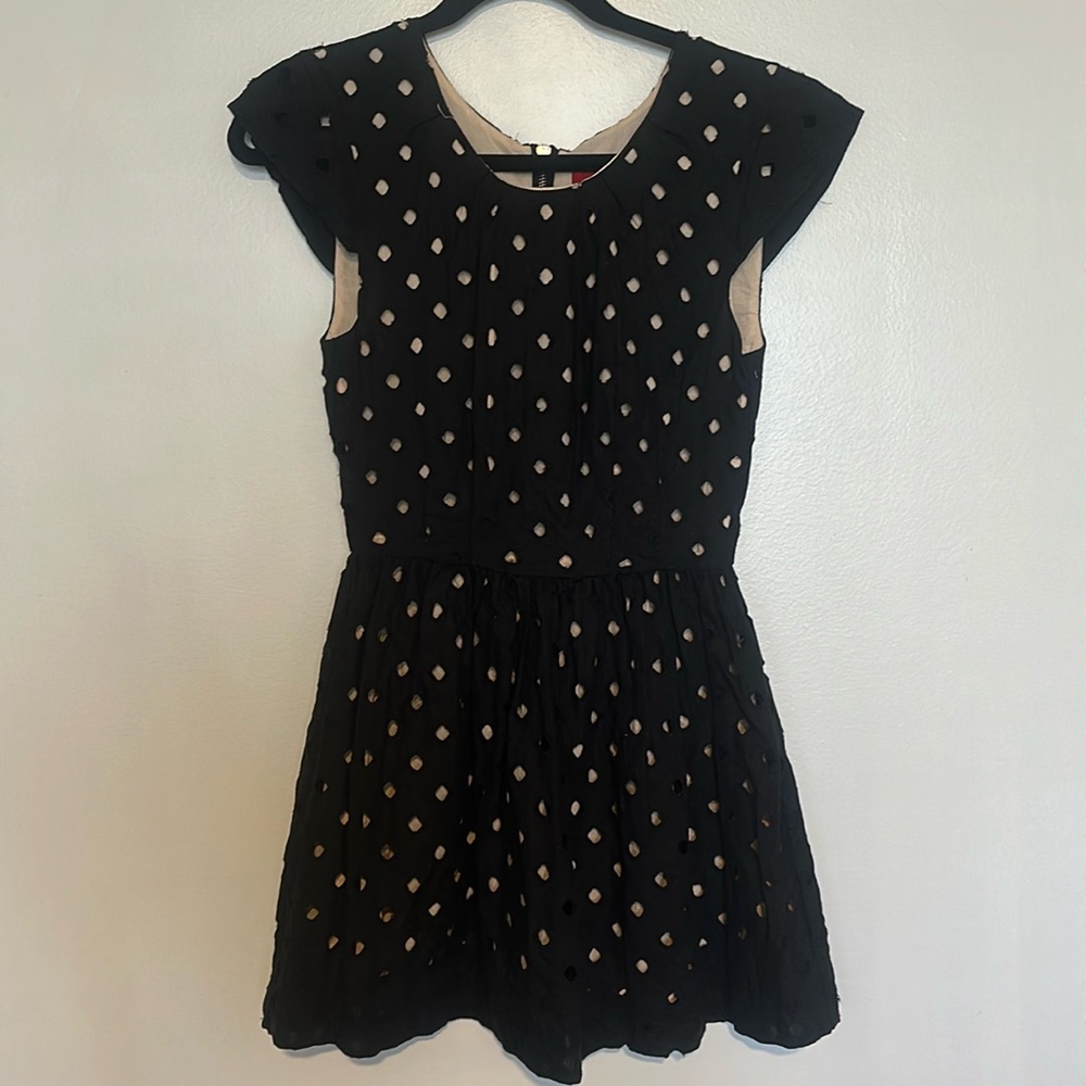 Tigerlily Australia Black Nude Tan Eyelet Dress Full Circle Tail Size US 2